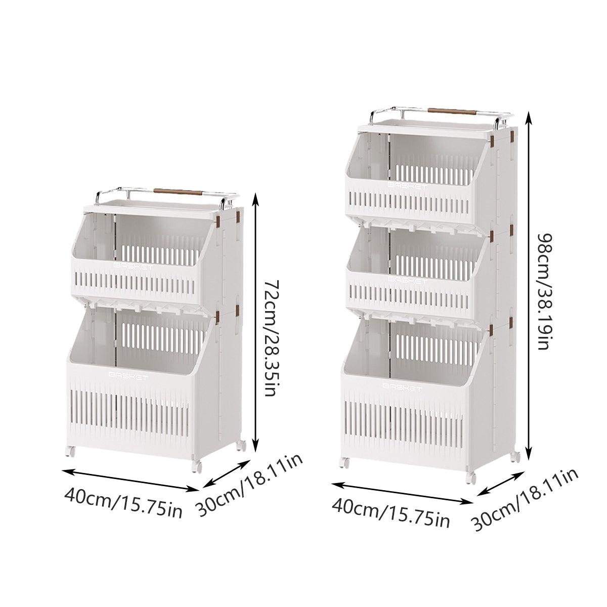 White Storage Cart Two or Three Tiers Set | StorageOZ