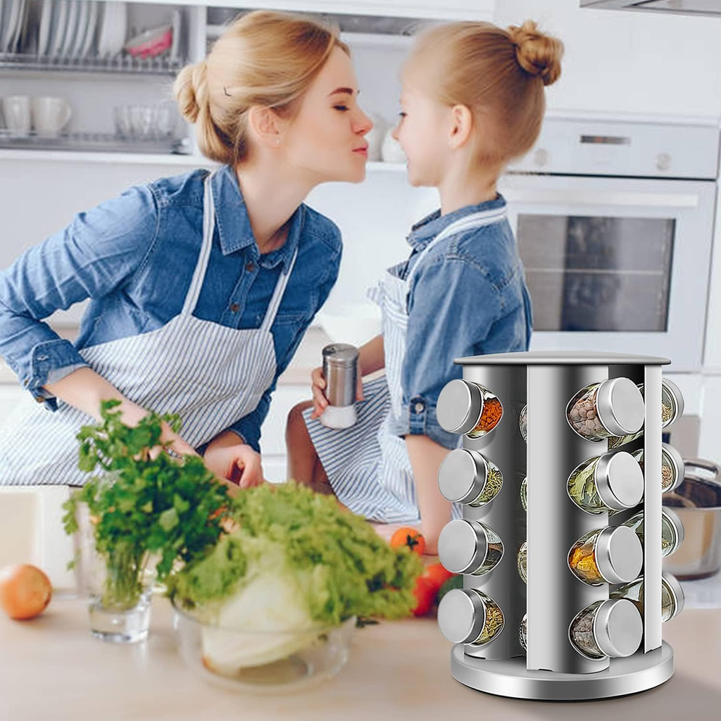 Rotating 4 Tier Spice Rack Two Shapes Set | StorageOZ