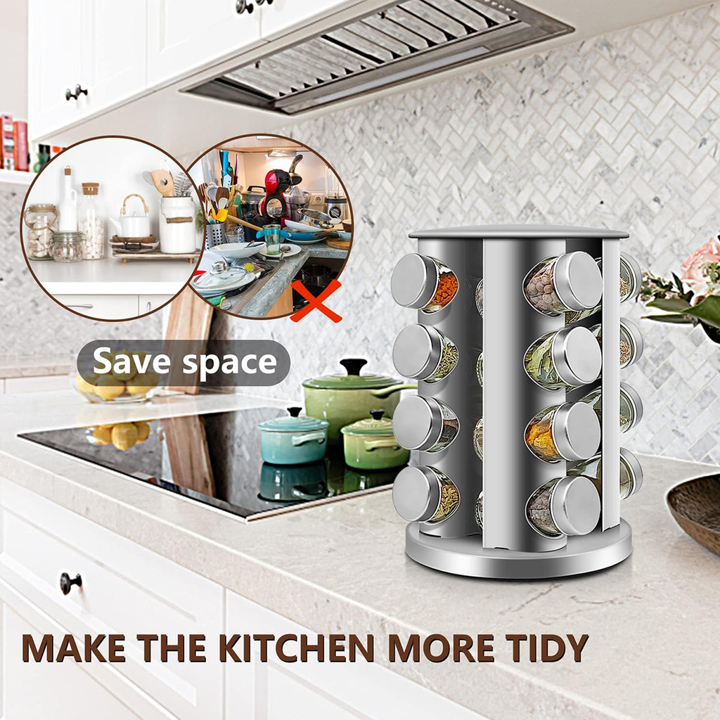 Rotating 4 Tier Spice Rack Two Shapes Set | StorageOZ