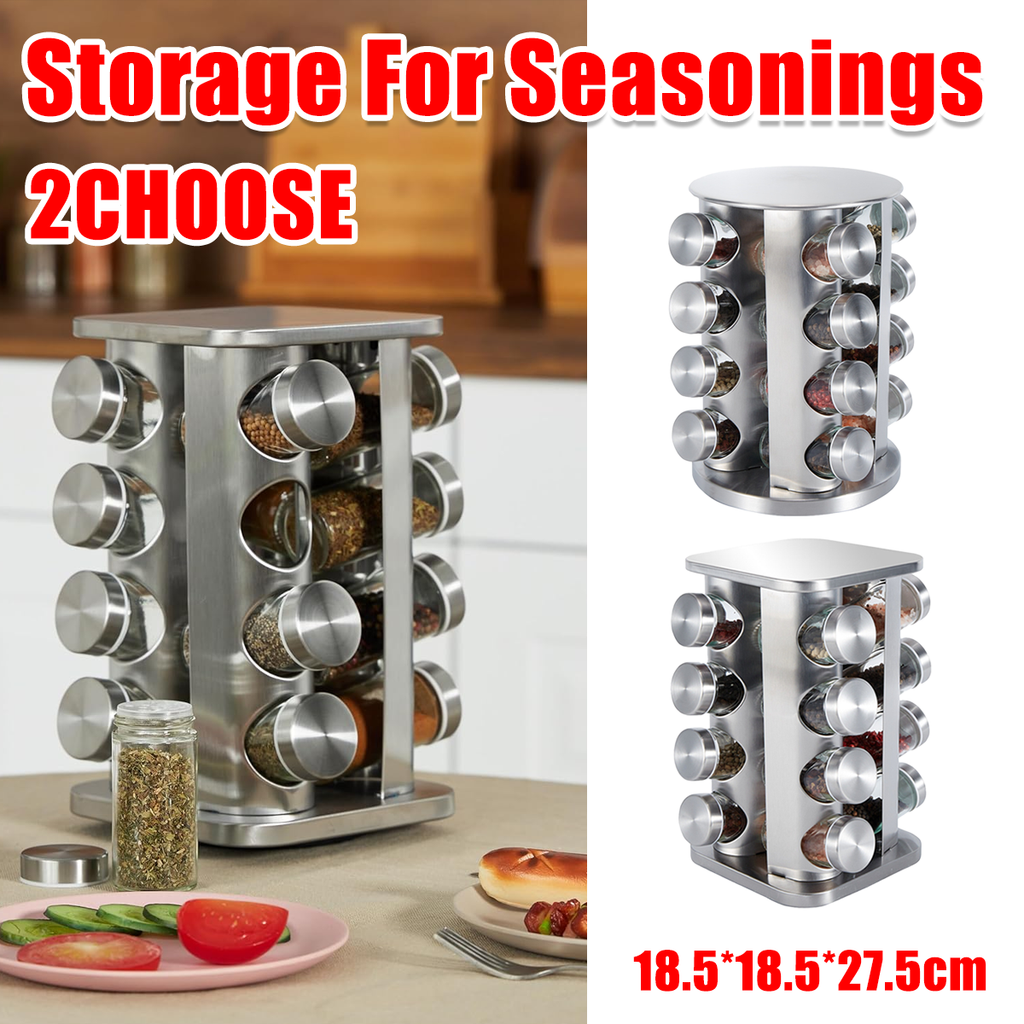 Rotating 4 Tier Spice Rack Two Shapes Set | StorageOZ