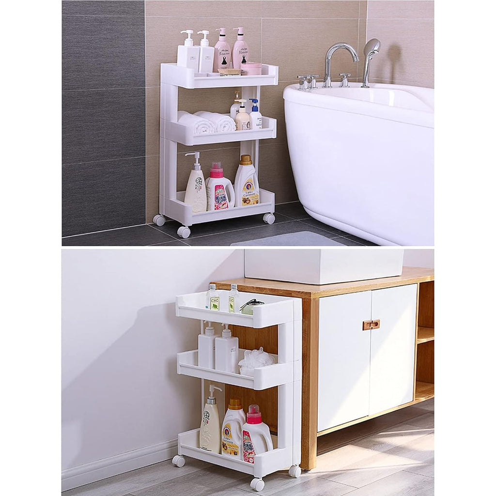 3 Tier Rolling Bathroom Cart Two Widths Set | StorageOZ