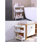 3 Tier Rolling Bathroom Cart Two Widths Set | StorageOZ