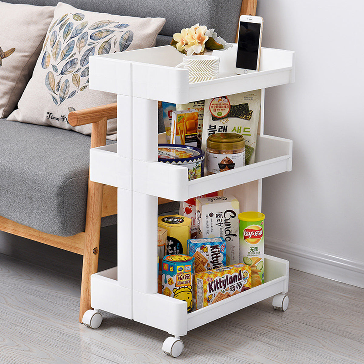 3 Tier Rolling Bathroom Cart Two Widths Set | StorageOZ