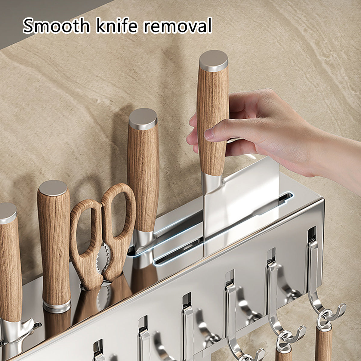 Stainless Wall Knife Rack Two Lengths Set | StorageOZ