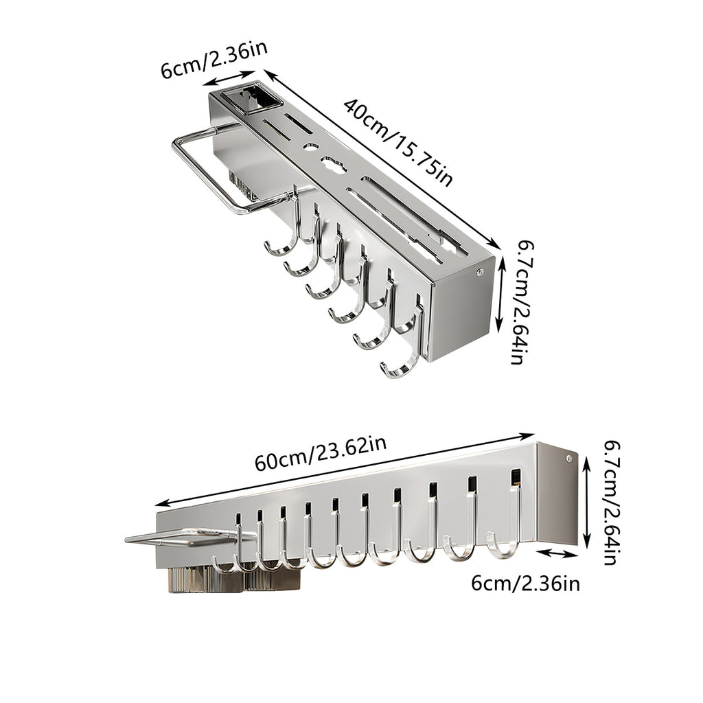 Stainless Wall Knife Rack Two Lengths Set | StorageOZ