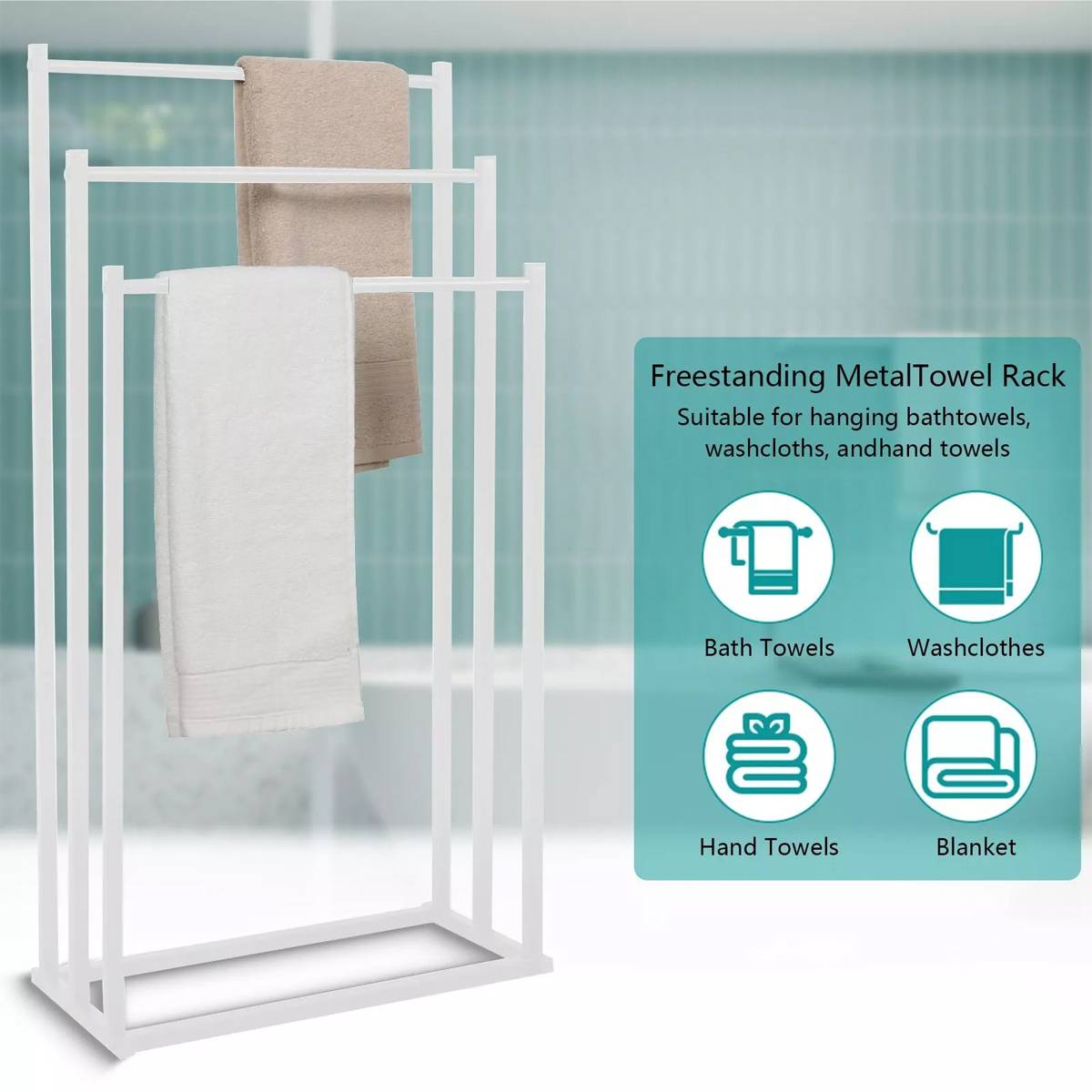 White Bathroom Towel Storage Rack Organiser | StorageOZ
