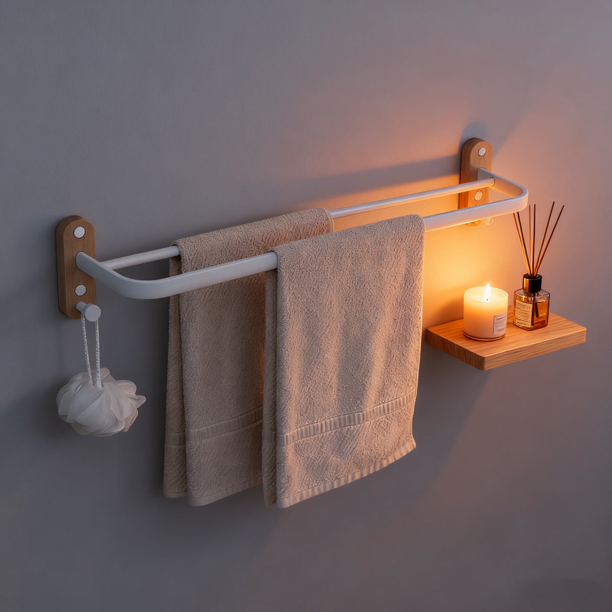 Towel Racks Two Colours Bath Organiser Set | StorageOZ