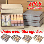 2 Pcs Cotton Linen Underwear Boxes Two Colours | StorageOZ