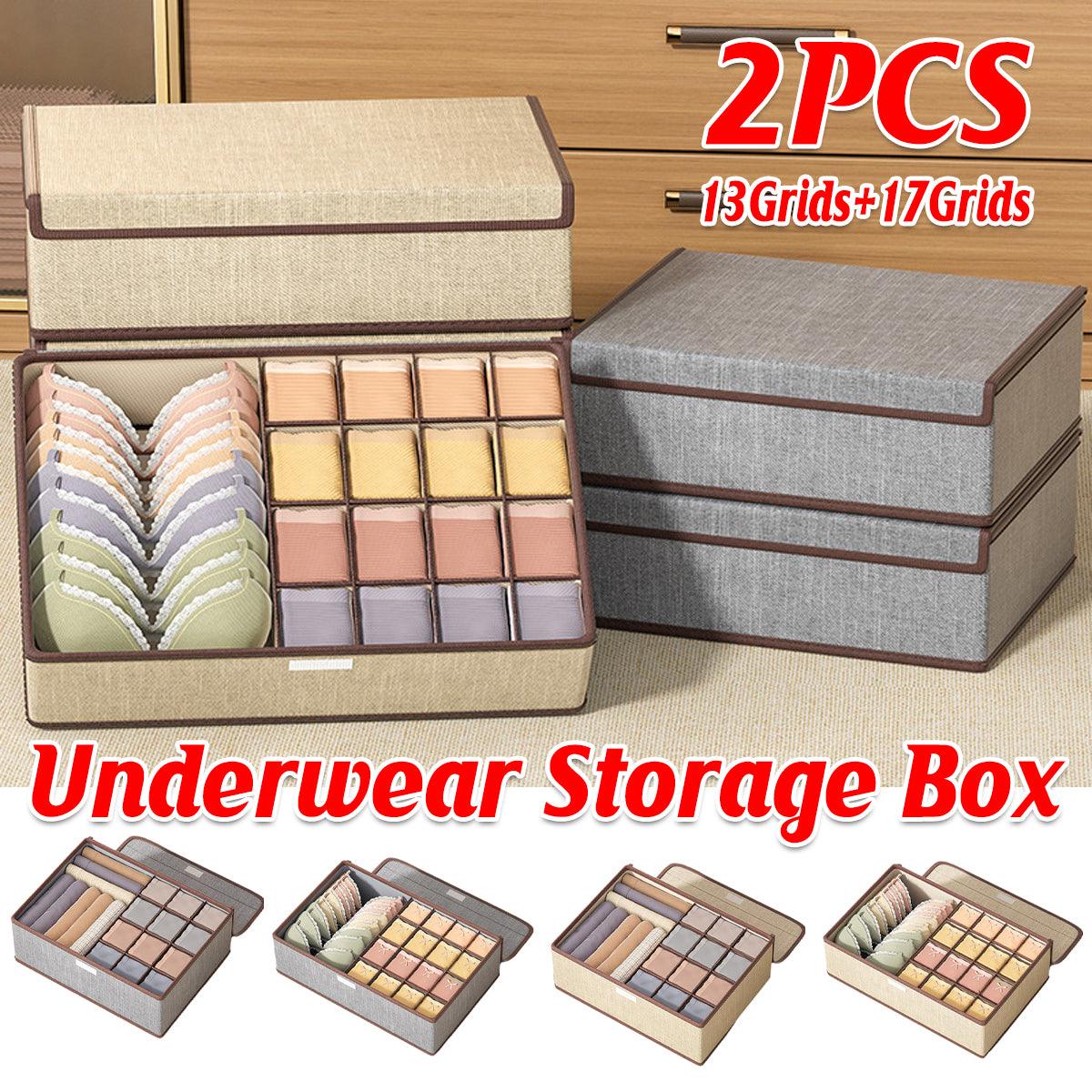 2 Pcs Cotton Linen Underwear Boxes Two Colours | StorageOZ