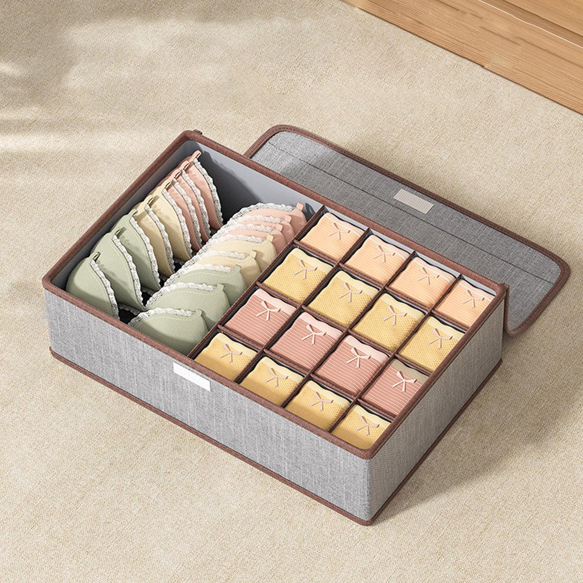 2 Pcs Cotton Linen Underwear Boxes Two Colours | StorageOZ