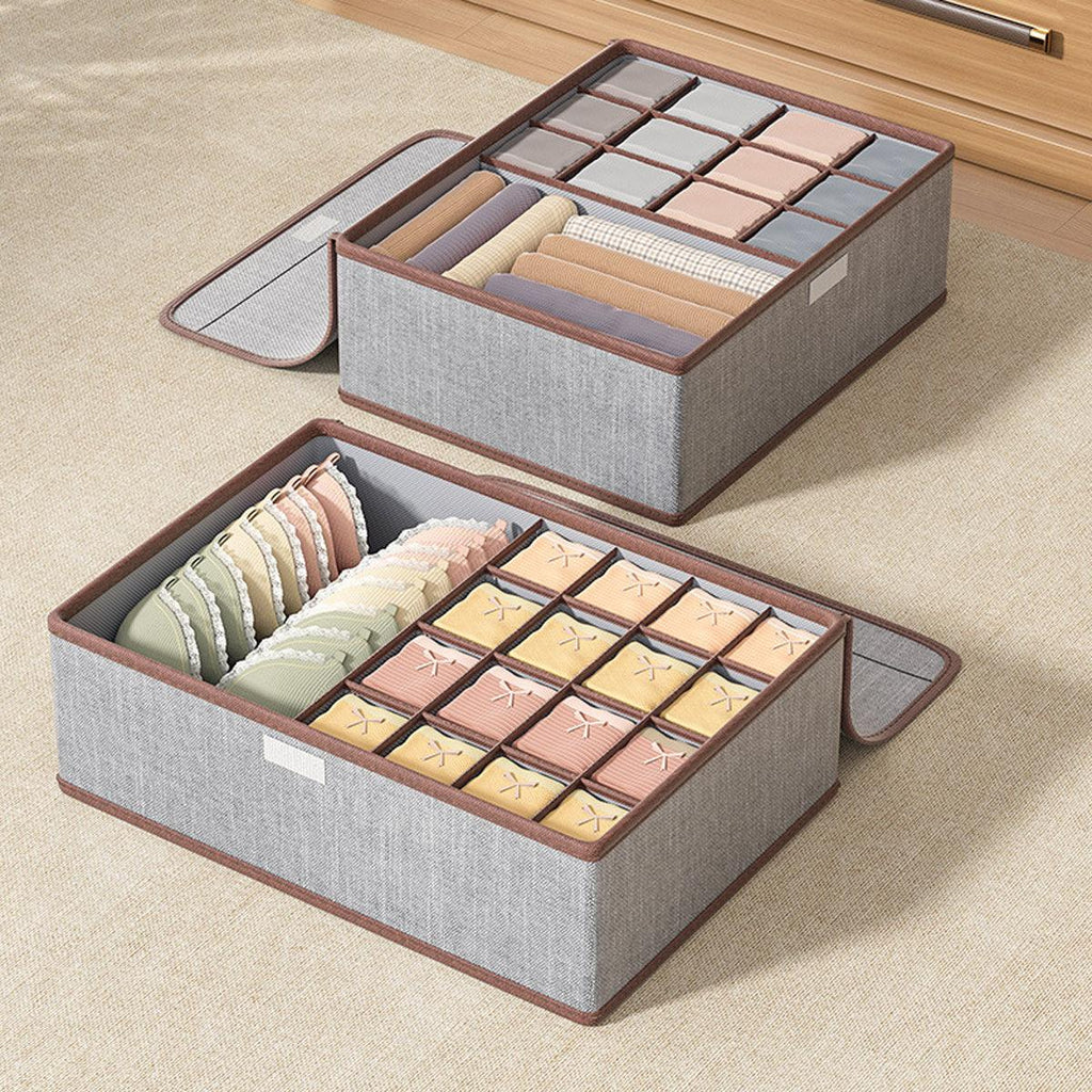 2 Pcs Cotton Linen Underwear Boxes Two Colours | StorageOZ