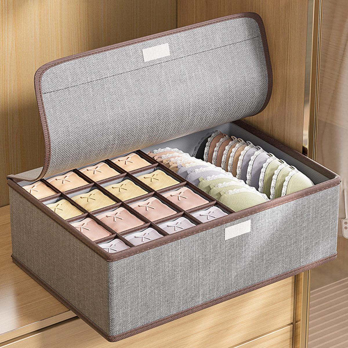 2 Pcs Cotton Linen Underwear Boxes Two Colours | StorageOZ