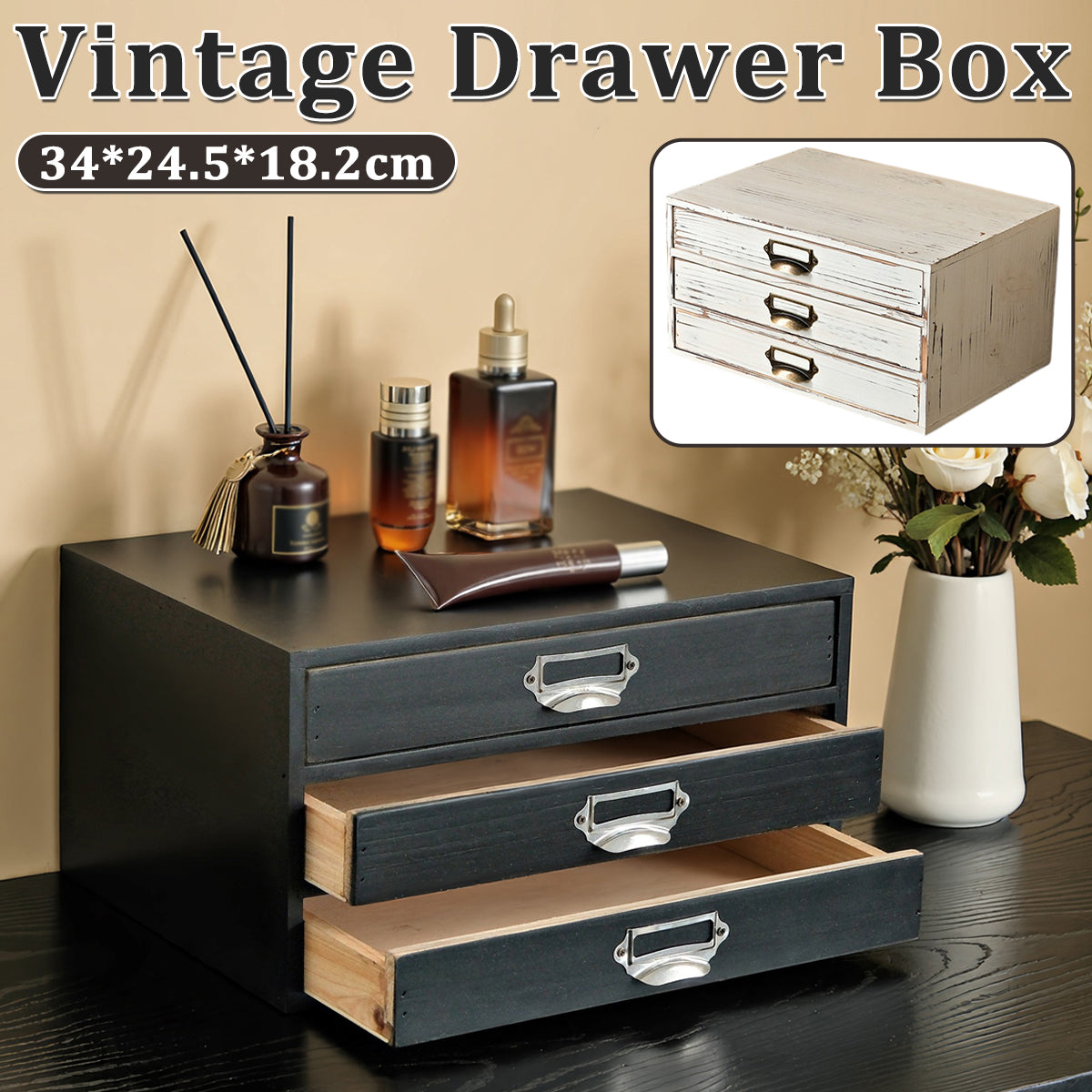 3 Drawer Wood Organiser Two Colours Rack | StorageOZ