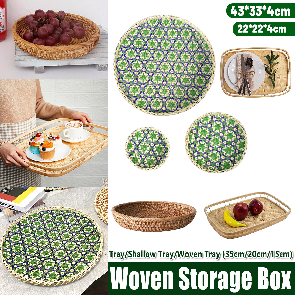 Rattan Tray and Basket Set in Three Styles | StorageOZ