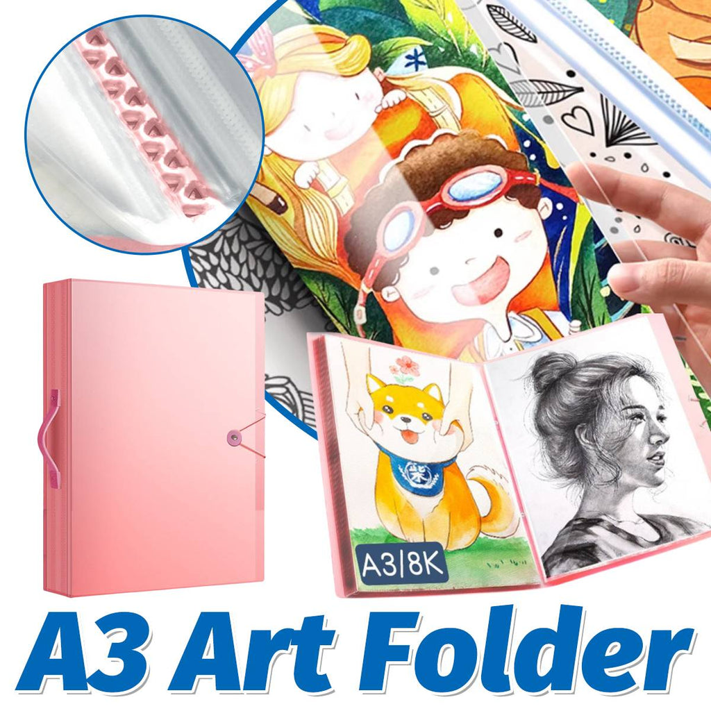 Pink A3 Art Folder Desk Storage Organiser | StorageOZ