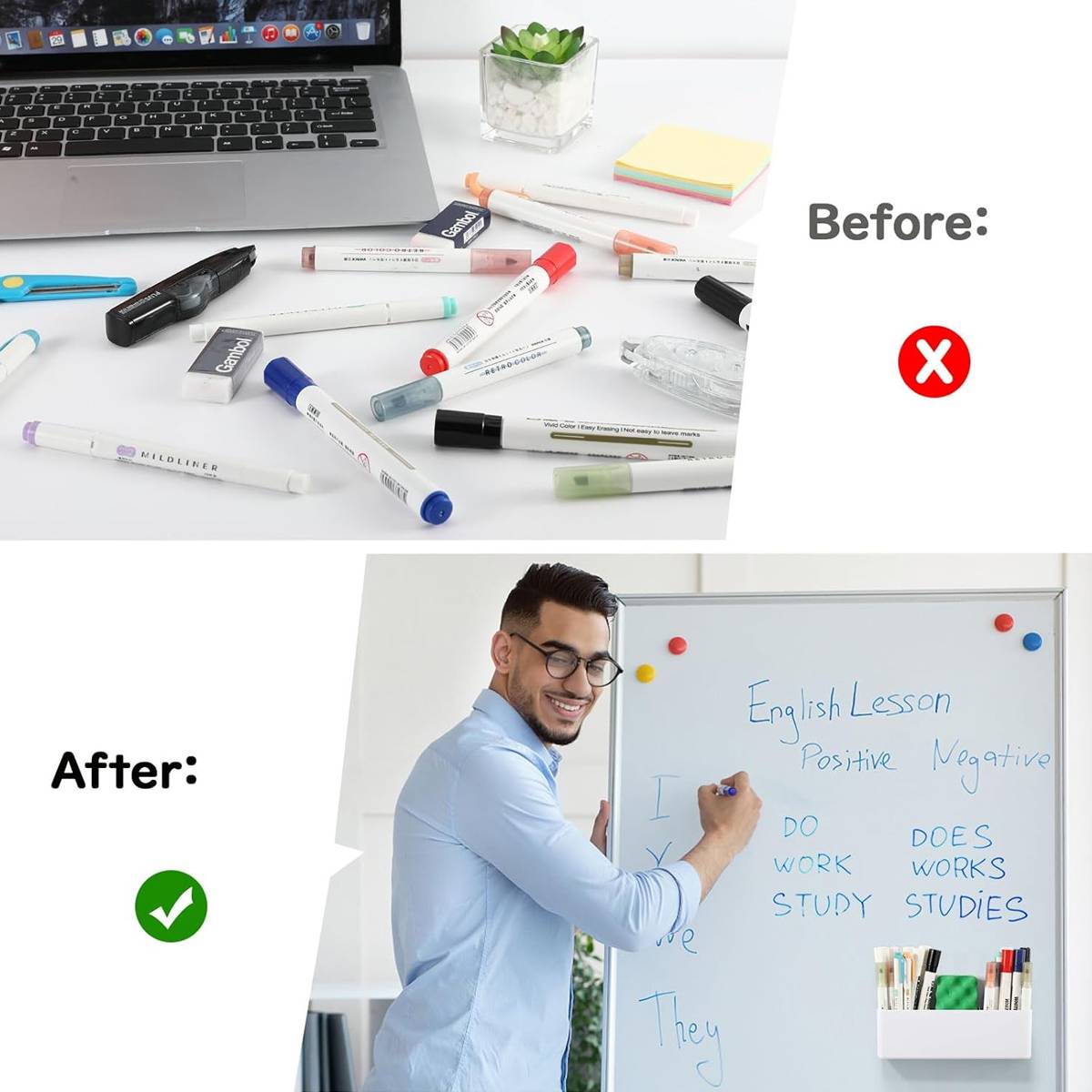 Magnetic Pen Holder Two Colours Organiser | StorageOZ