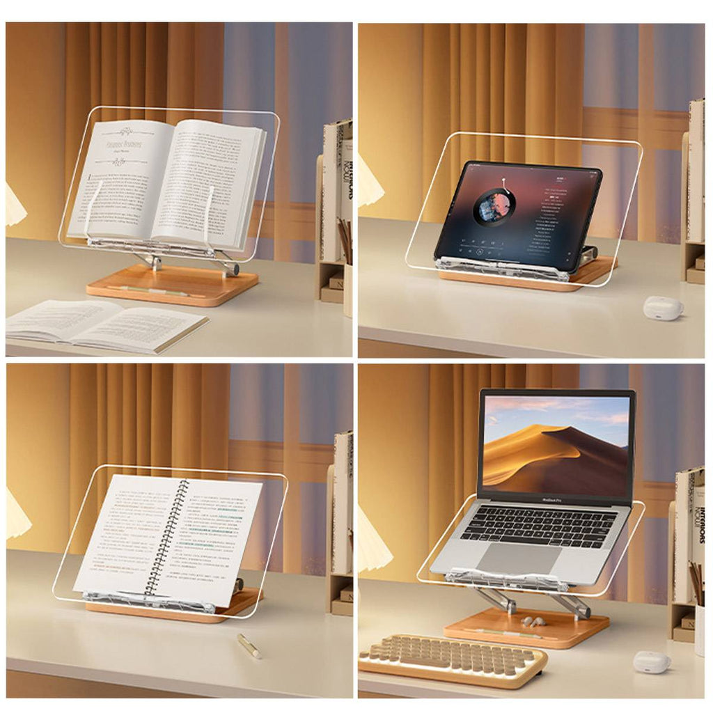 Adjustable Acrylic Desktop Reading Stand - Foldable Book Holder with Pen Slot