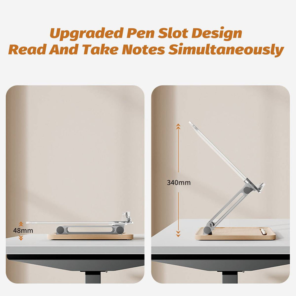 Adjustable Acrylic Desktop Reading Stand - Foldable Book Holder with Pen Slot
