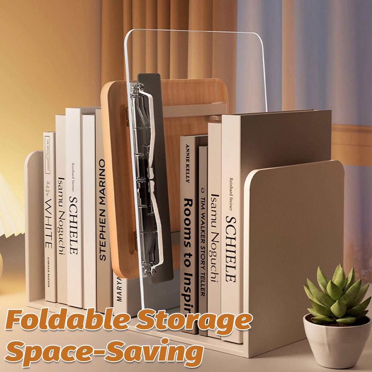 Adjustable Acrylic Desktop Reading Stand - Foldable Book Holder with Pen Slot