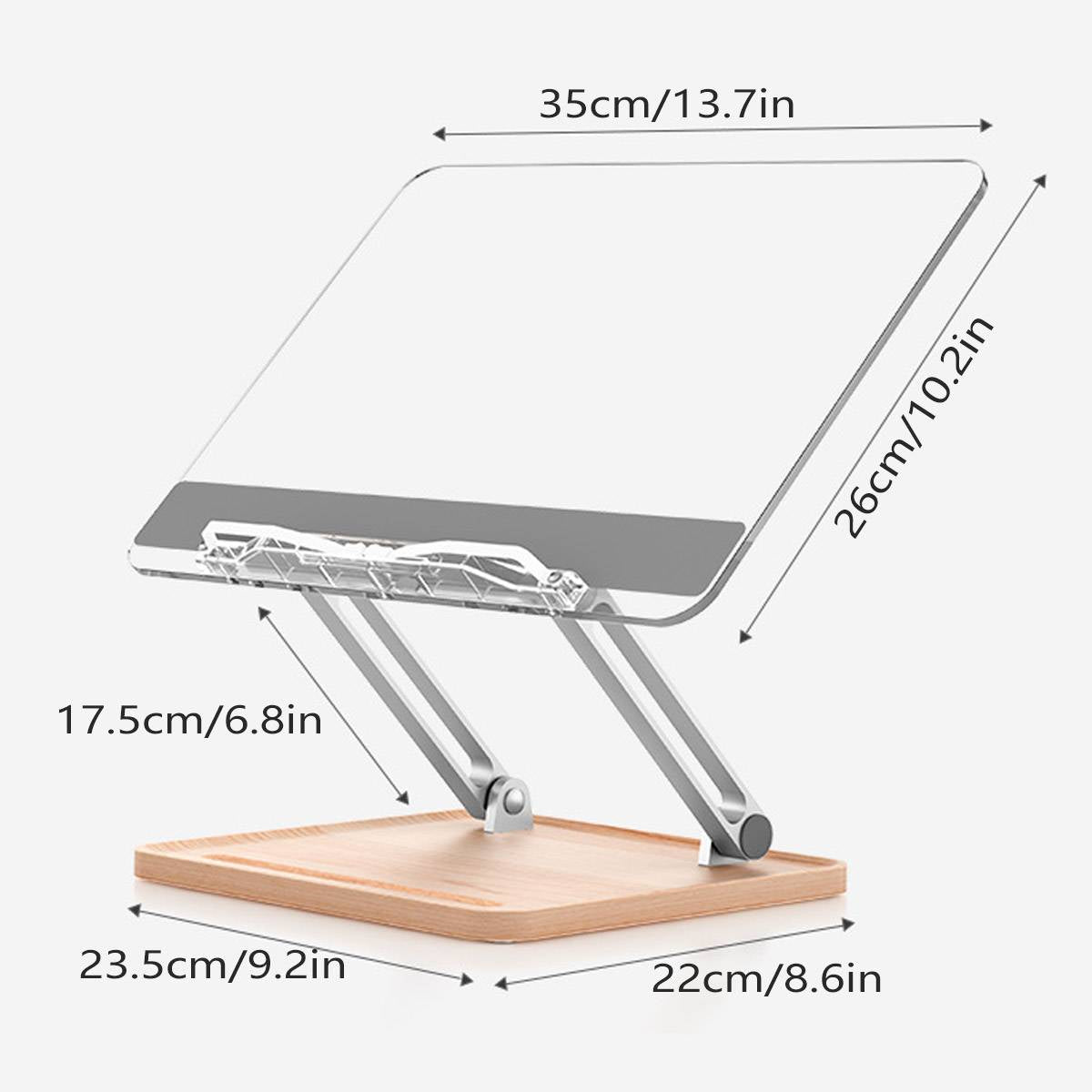 Adjustable Acrylic Desktop Reading Stand - Foldable Book Holder with Pen Slot