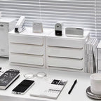 White Desk Drawer Organiser Two Heights Set | StorageOZ