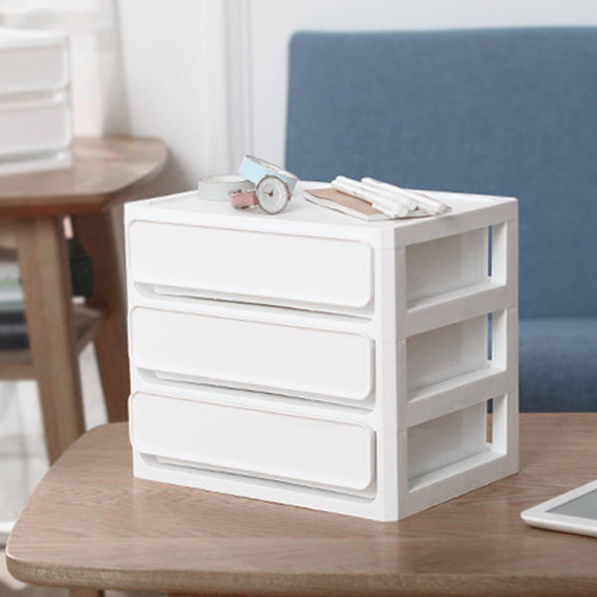 White Desk Drawer Organiser Two Heights Set | StorageOZ