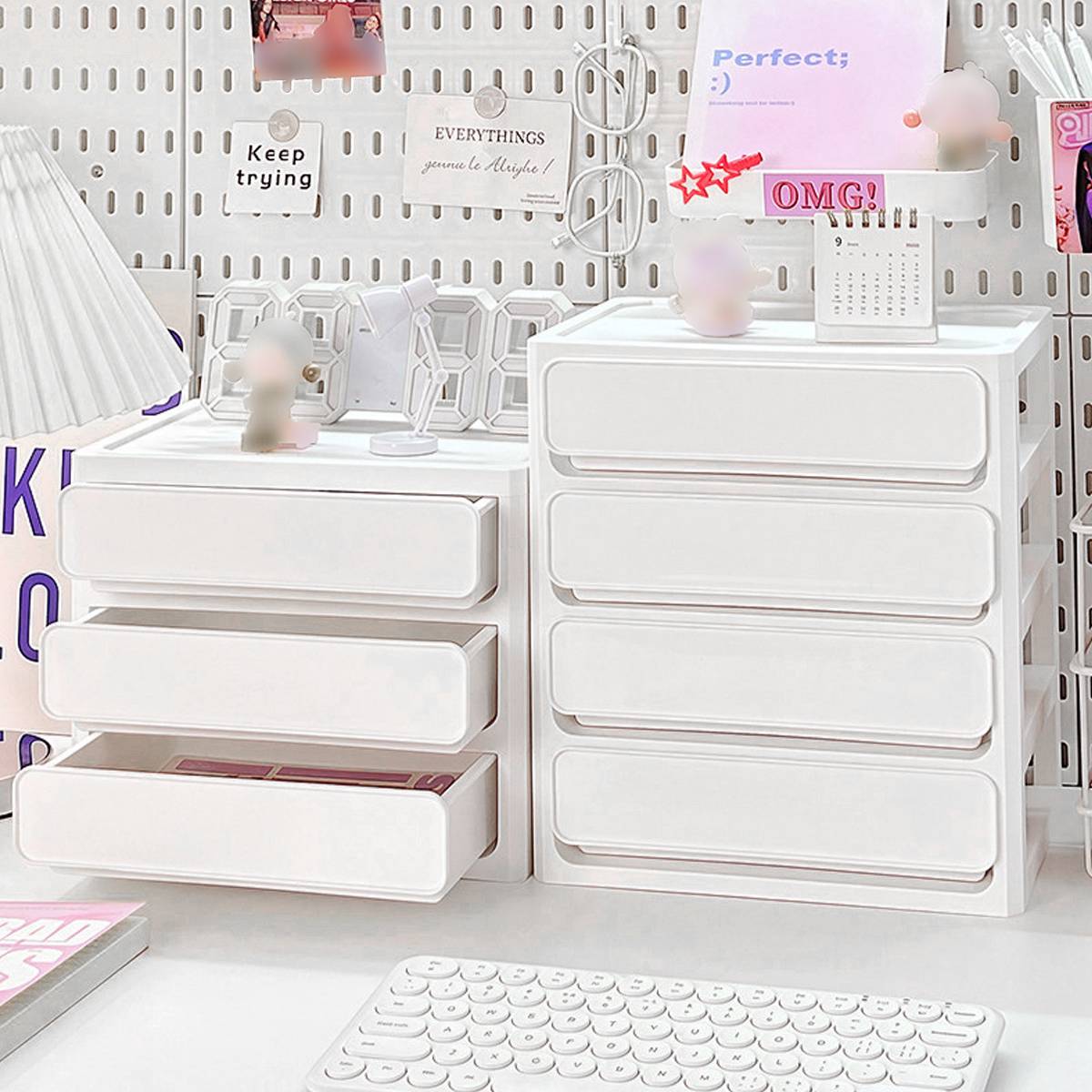 White Desk Drawer Organiser Two Heights Set | StorageOZ