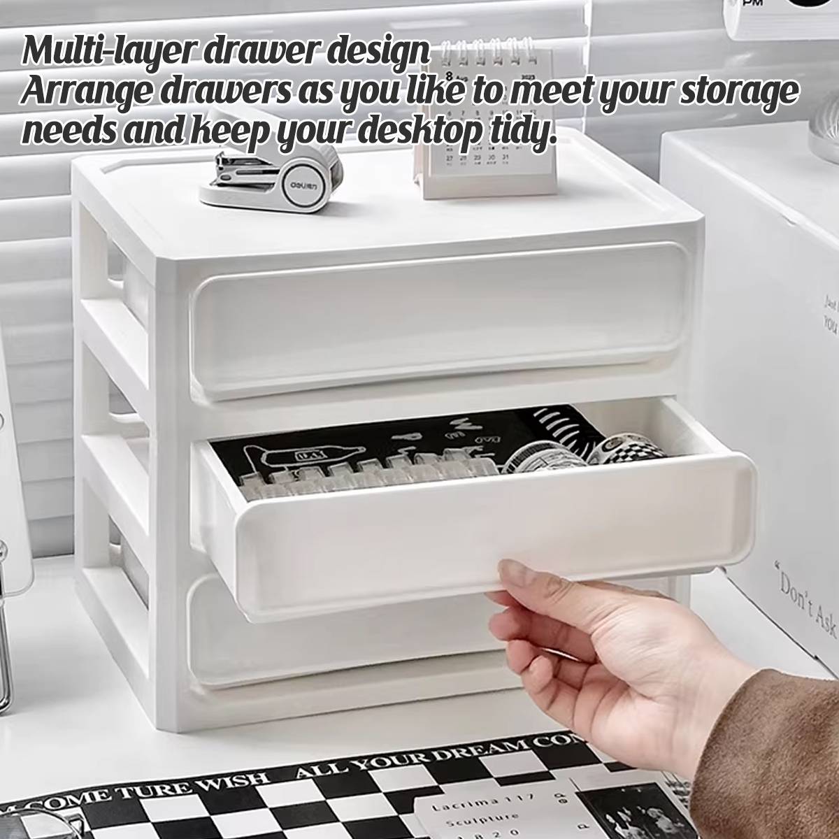 White Desk Drawer Organiser Two Heights Set | StorageOZ