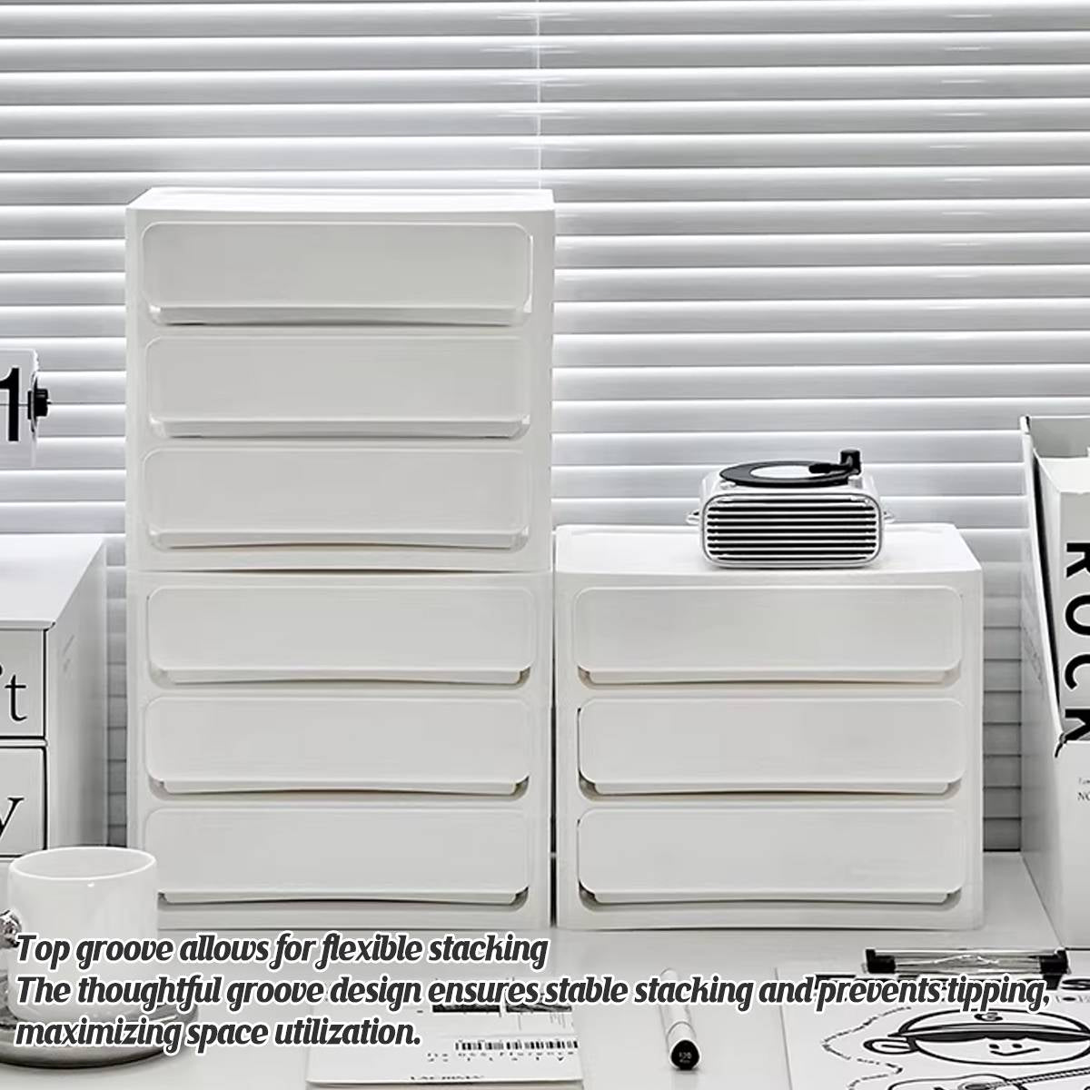 White Desk Drawer Organiser Two Heights Set | StorageOZ