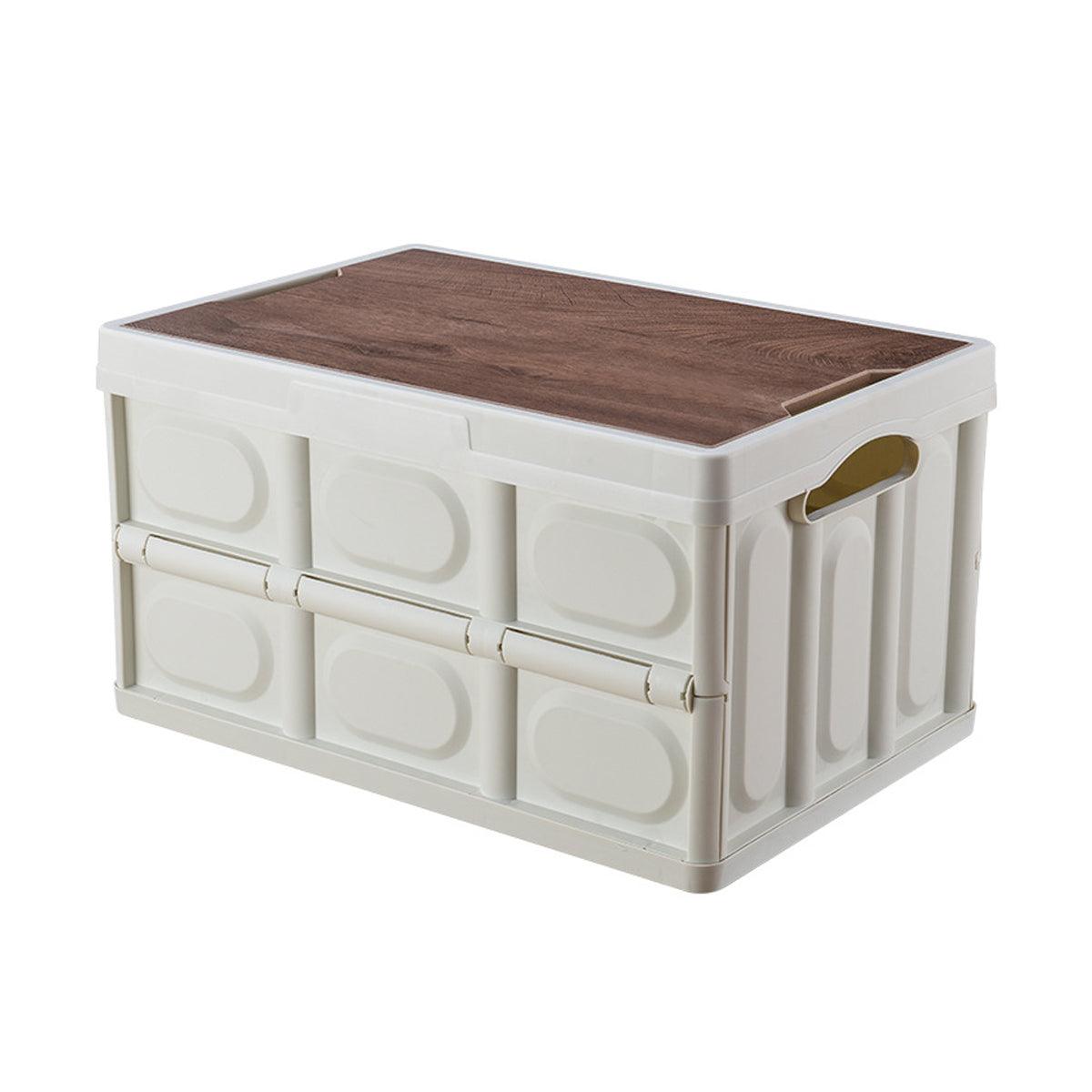 30L Folding Storage Box with Wooden Lid Set | StorageOZ