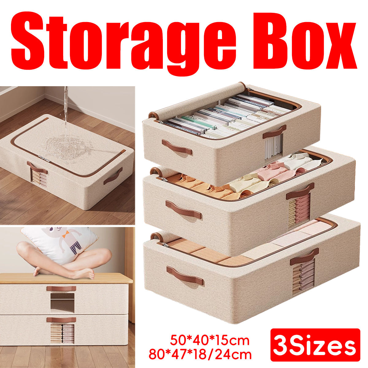 Foldable Under Bed Storage Box Three Sizes | StorageOZ