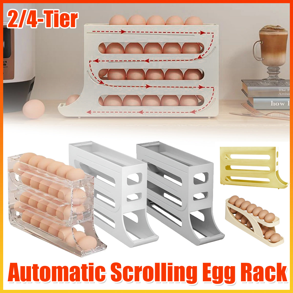 Scrolling Fridge Egg Rack Holder Organiser | StorageOZ