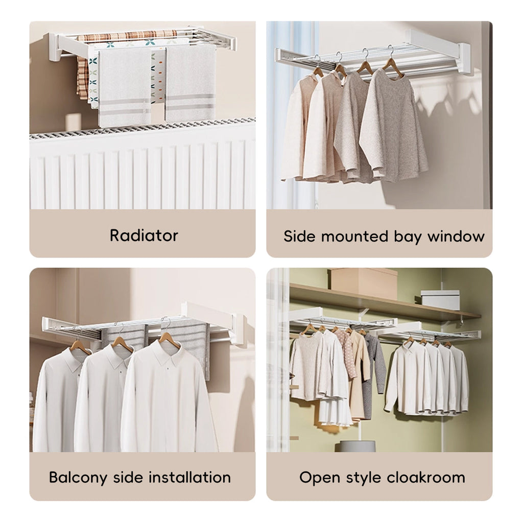 White Foldable Wall Drying Rack Two Sizes | StorageOZ