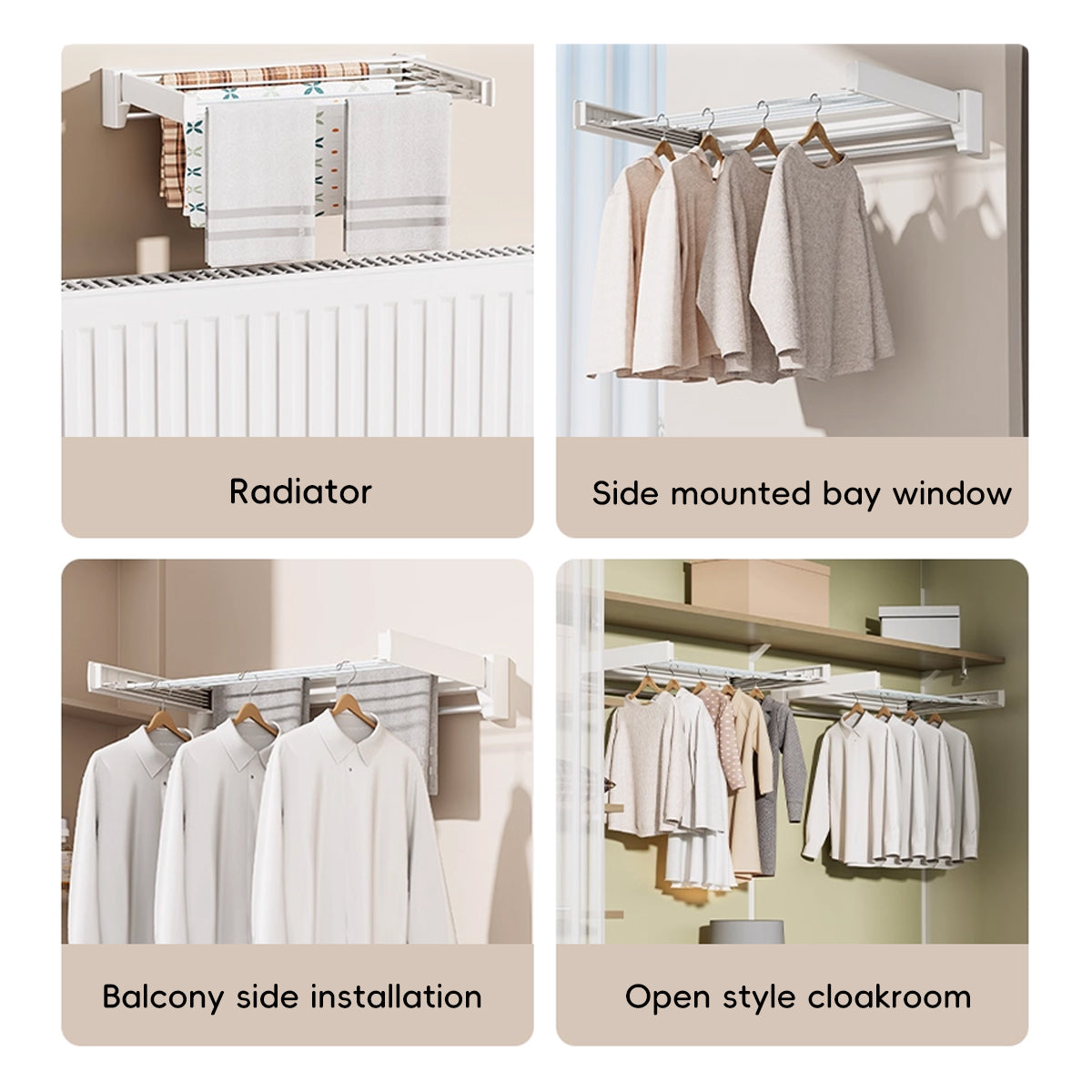 White Foldable Wall Drying Rack Two Sizes | StorageOZ