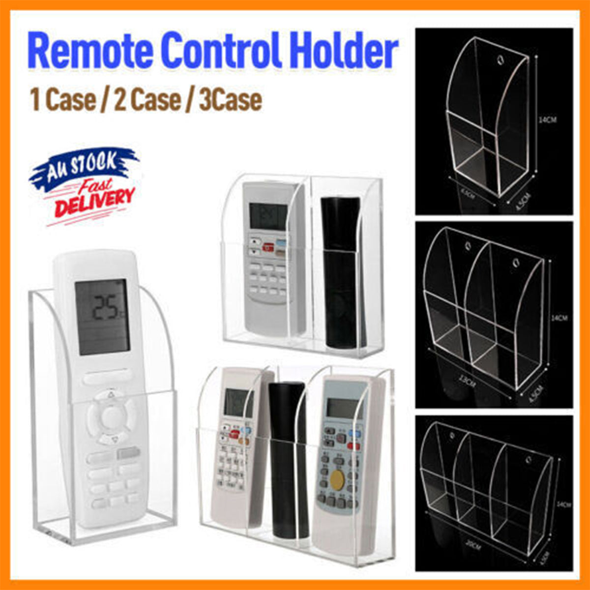 Acrylic Wall Remote Holder Three Case Sizes | StorageOZ