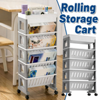 4 Tier Rolling Magazine File Cart Grey White | StorageOZ