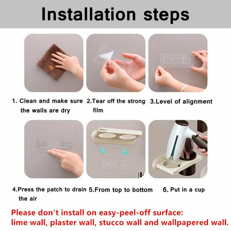 Wall Mount Hair Dryer Holder Organiser Set | StorageOZ