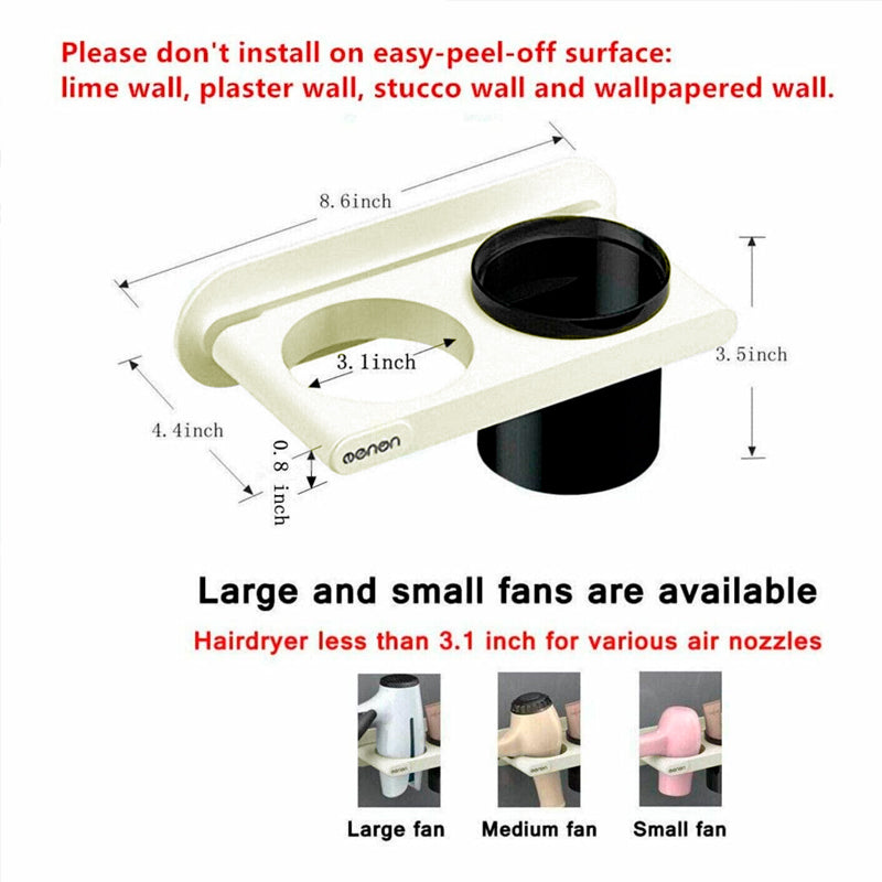 Wall Mount Hair Dryer Holder Organiser Set | StorageOZ