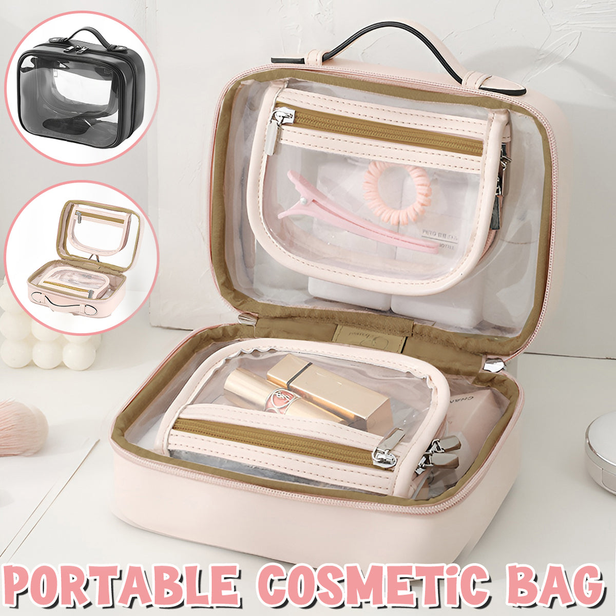Clear Waterproof PVC Travel Makeup Bag Two Colours | StorageOZ