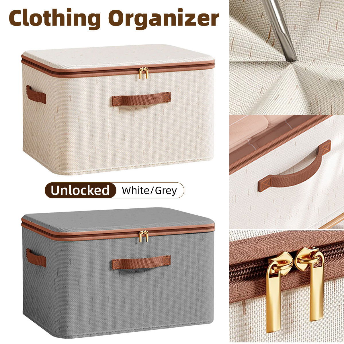 XL Cotton Linen Clothing Box Two Colours | StorageOZ