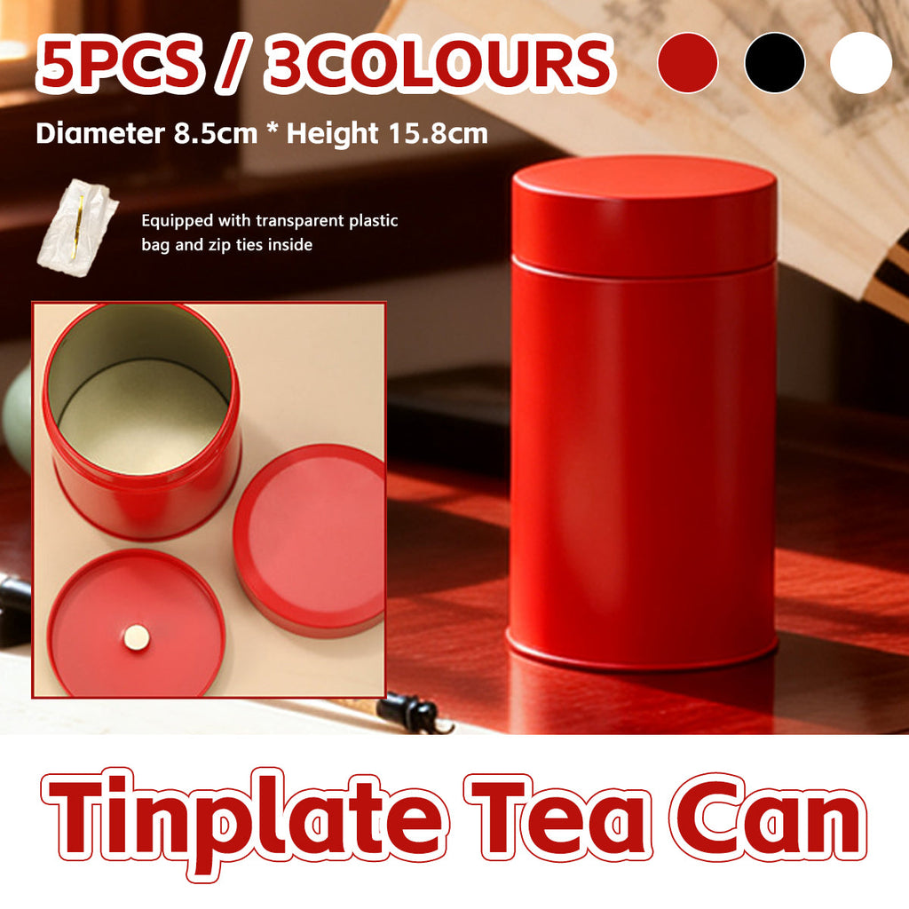 5 Pcs Tin Tea Canisters Three Colours Set | StorageOZ