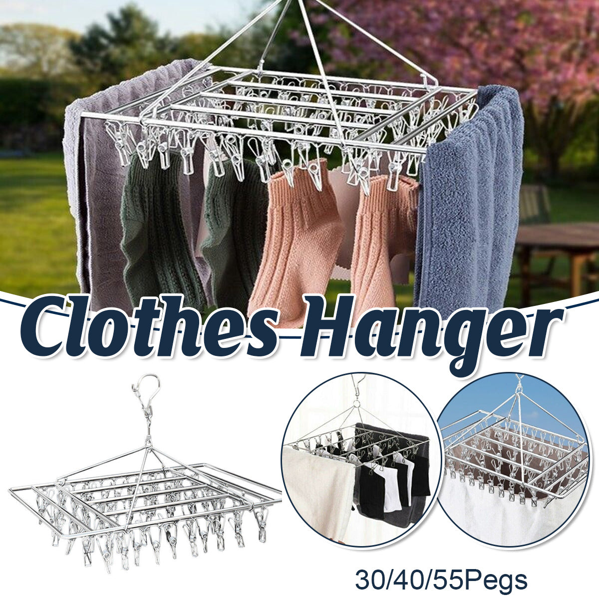 Stainless Peg Laundry Hanger in Three Sizes | StorageOZ