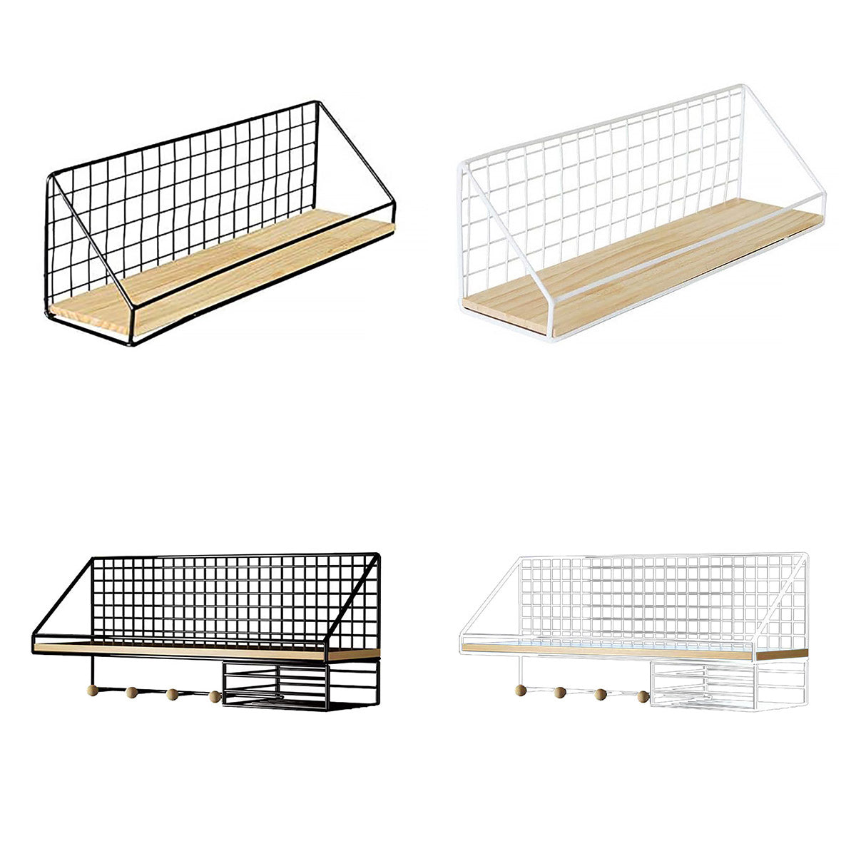 Iron Wood Wall Storage Rack Four Variants | StorageOZ