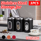 3 Pcs Windowed Steel Jars in Three Colours | StorageOZ