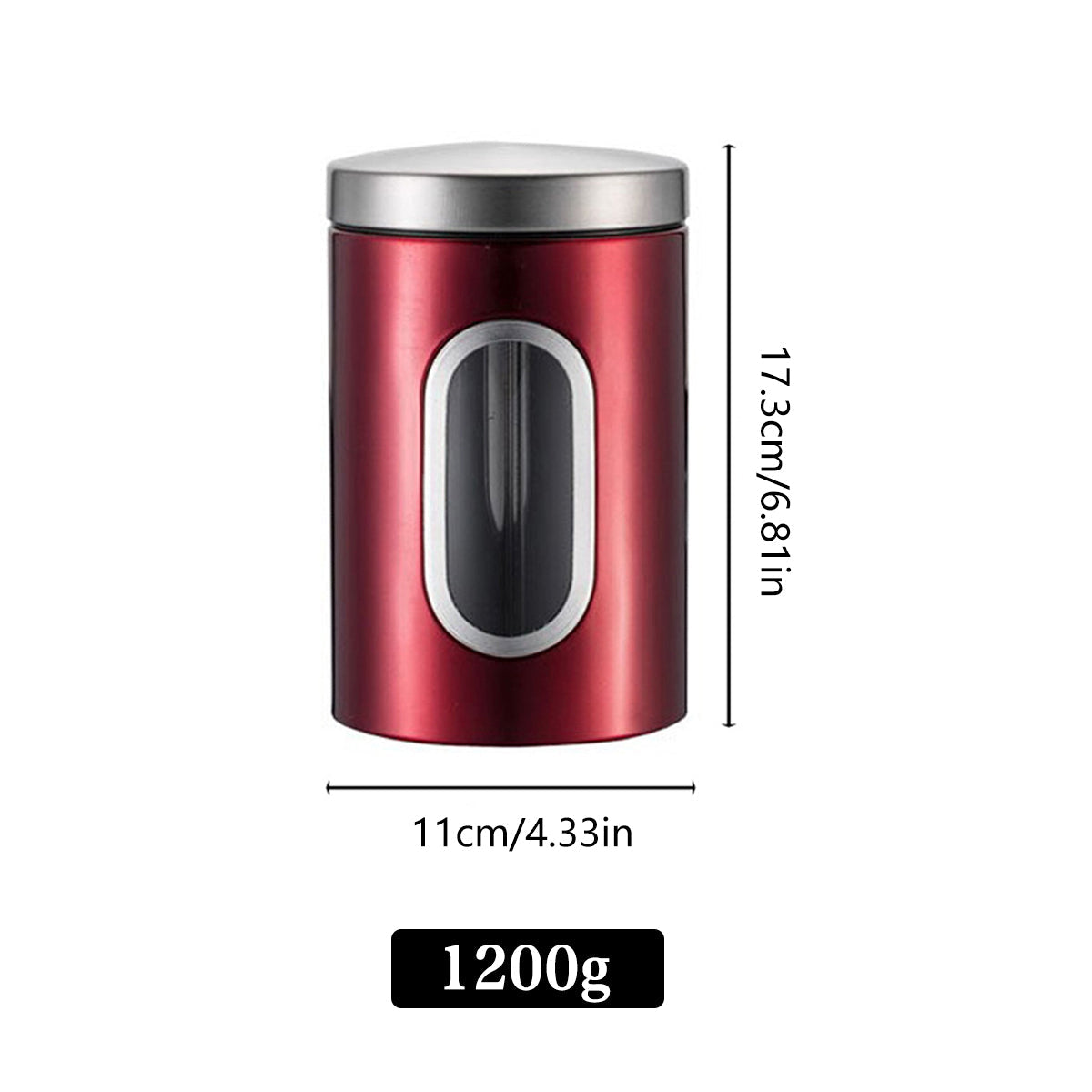 3 Pcs Windowed Steel Jars in Three Colours | StorageOZ