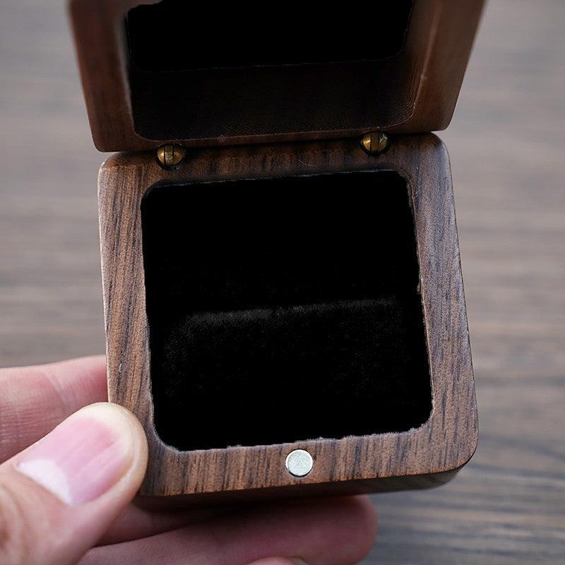 Walnut Wood Ring Box with Velvet Lining Case | StorageOZ