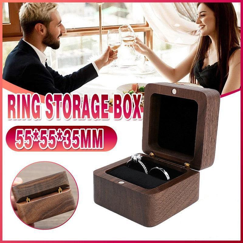 Walnut Wood Ring Box with Velvet Lining Case | StorageOZ
