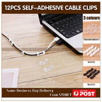 12 Pcs Cable Clips with Strong Adhesive Pad | StorageOZ