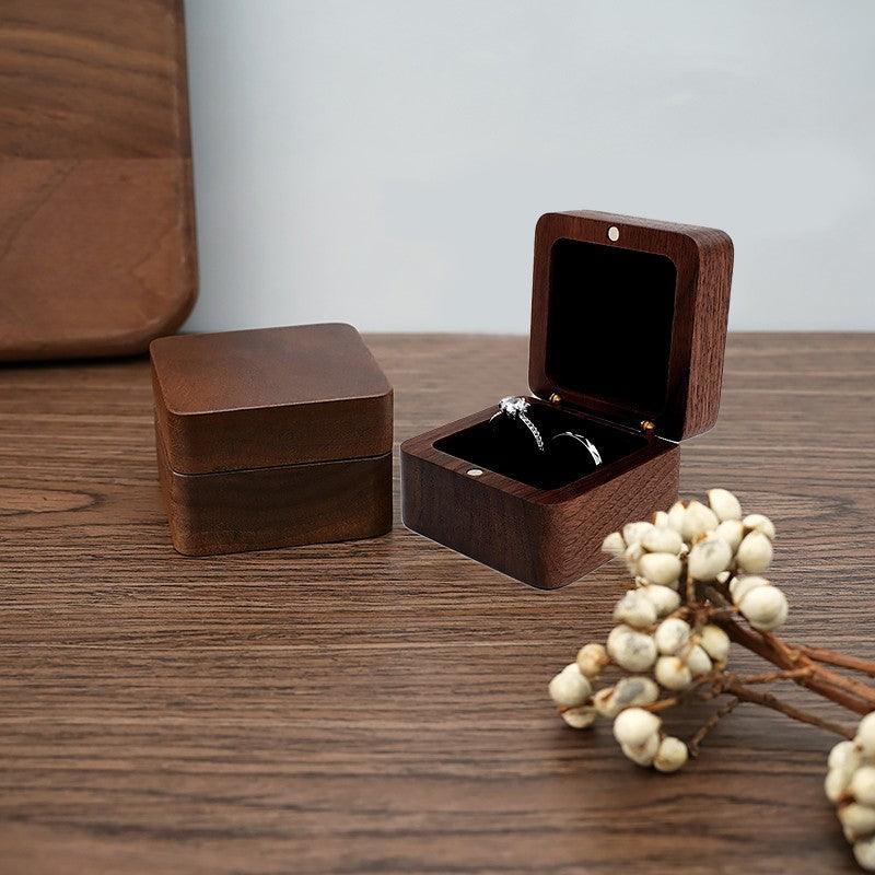 Walnut Wood Ring Box with Velvet Lining Case | StorageOZ