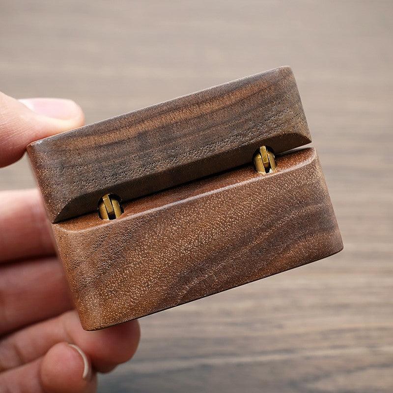 Walnut Wood Ring Box with Velvet Lining Case | StorageOZ
